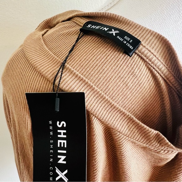 NWT Shein X Designer Brown Ribbed Long Sleeve Floral Bustier Bodysuit - Picture 5 of 5